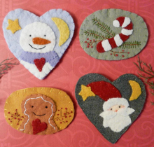Christmas wintertime Wool Pins PATTERN snowman gingerbread man