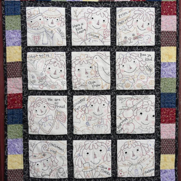 Raggedy Gals embroidery big Quilt pattern 12 months