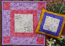 Spring Easter bunnies Stitchery quilt pillow pattern