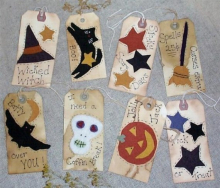 Easy Halloween wool felt Tags Pattern skull bat cat