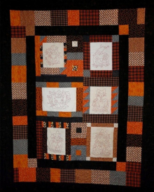 HALLOWEEN ORANGE WORK STITCHERY QUILT pattern