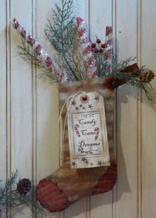 Christmas Stocking,Tags, & primitive Peppermint Sticks PATTERN