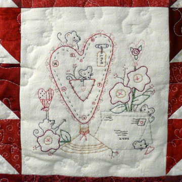 Lil Mouse Valentine holder pattern quilt mice embroidery