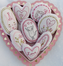 bunny cat flowers hearts ornament pattern