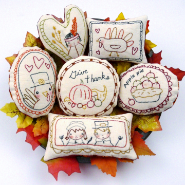 Thanksgiving- 8 embroidery designs, ornaments & bowl fillers pattern
