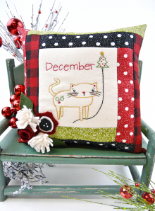 kitty cat christmas december balloon embroidery pattern