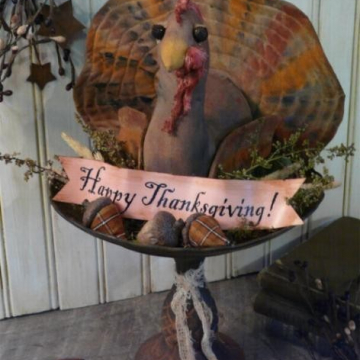 Happy Thanksgiving Turkey doll Pattern banner acorn