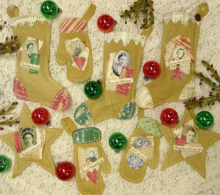 PRIMITIVE CHRISTMAS STOCKING, MITTENS, AND STARS PATTERN