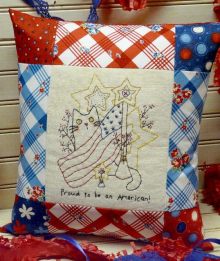 Proud to be an American embroidery pattern Proud to be an American embroidery cat flag pattern
