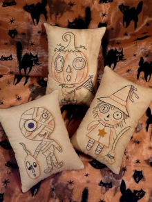 MONSTER MASH Stitchery pattern MONSTER MASH Stitchery pattern pillow tuck pin cushion mummy pumpkin witch