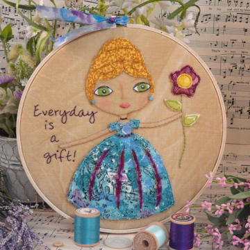 Everyday is gift Stitchery hoop art pattern embroidery girl