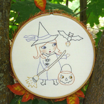 Trick or treat candy & sweets Stitchery hoop girl witch pattern