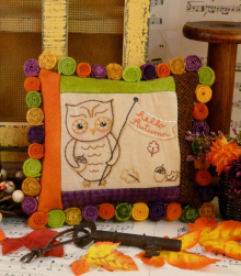 Hello Autumn Owl embroidery wool pillow pattern Hello Autumn Owl embroidery wool pillow pattern