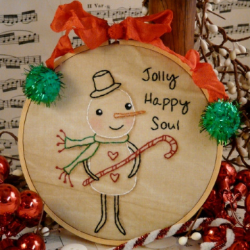 Jolly Happy Soul embroidery pattern snowman