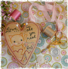 All you need is love, pin cushion scissor fob embroidery pattern All you need is love, pin cushion scissor fob embroidery pattern cat mouse