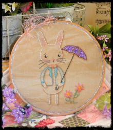 Showers and flowers bunny embroidery pattern
