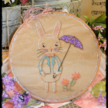 Showers and flowers bunny embroidery pattern