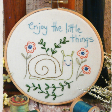Enjoy the little things embroidery pattern snail garden inspire