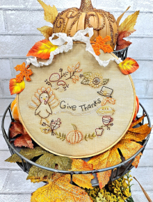 Give thanks wreath Stitchery PDF Pattern - turkey Give thanks wreath Stitchery PDF Pattern - embroidery design