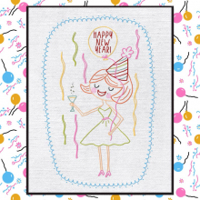 Retro Happy New Year Stitchery Pattern - 447 embroidery design easy simple Party
