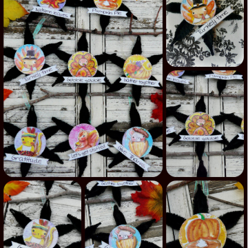 Thanksgiving ornaments and banner patten #342 collage sheet art