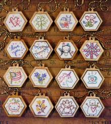 16 mini hexie necklace pendant designs #372 mini hexie embroidery pendant designs