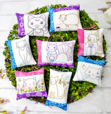 Frisky kitty cats embroidery ornaments & bowl fillers pattern #426 kitty cat kitten embroidery 8 designs pattern