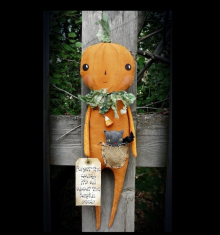 Peter Pumpkin doll and kitty cat pal pattern- #337 Peter Pumpkin doll and kitty cat pal pattern-prim primitive halloween
