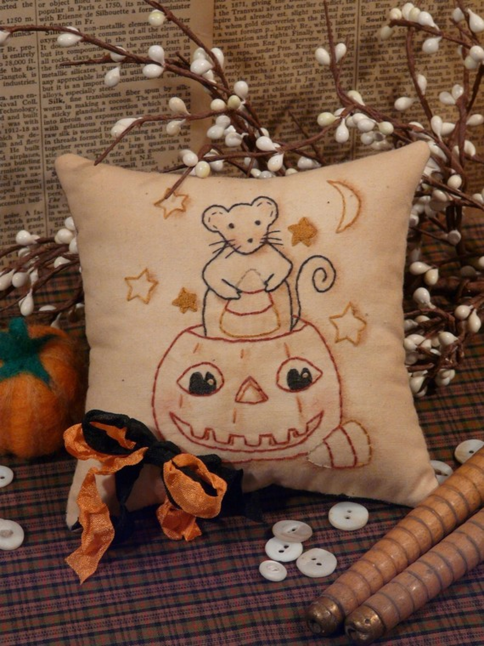 Primitive Jack o Lantern Lumbar Pillow Cover