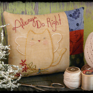 Always do right embroidery pattern - kitty angel