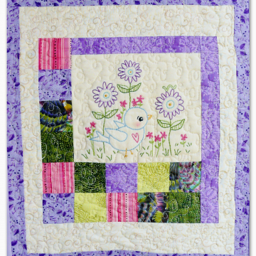 Blue Bird of happiness embroidery quilt pattern