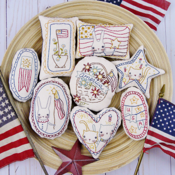 Patriotic spirit- 8 embroidery designs, ornaments & bowl fillers pattern