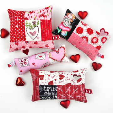 Valentine Pinnie- Embroidery & quilted pincushion pattern #405