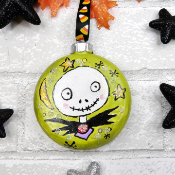 Halloween Jack ornament - moons & stars on green - what's this! saying