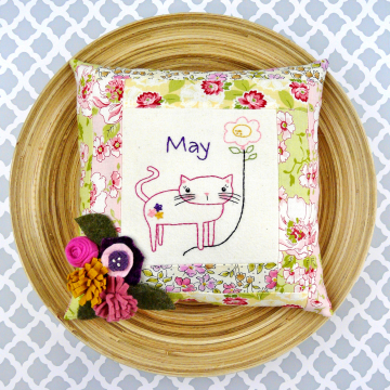 May Kitty Cat Embroidery pillow pattern #409