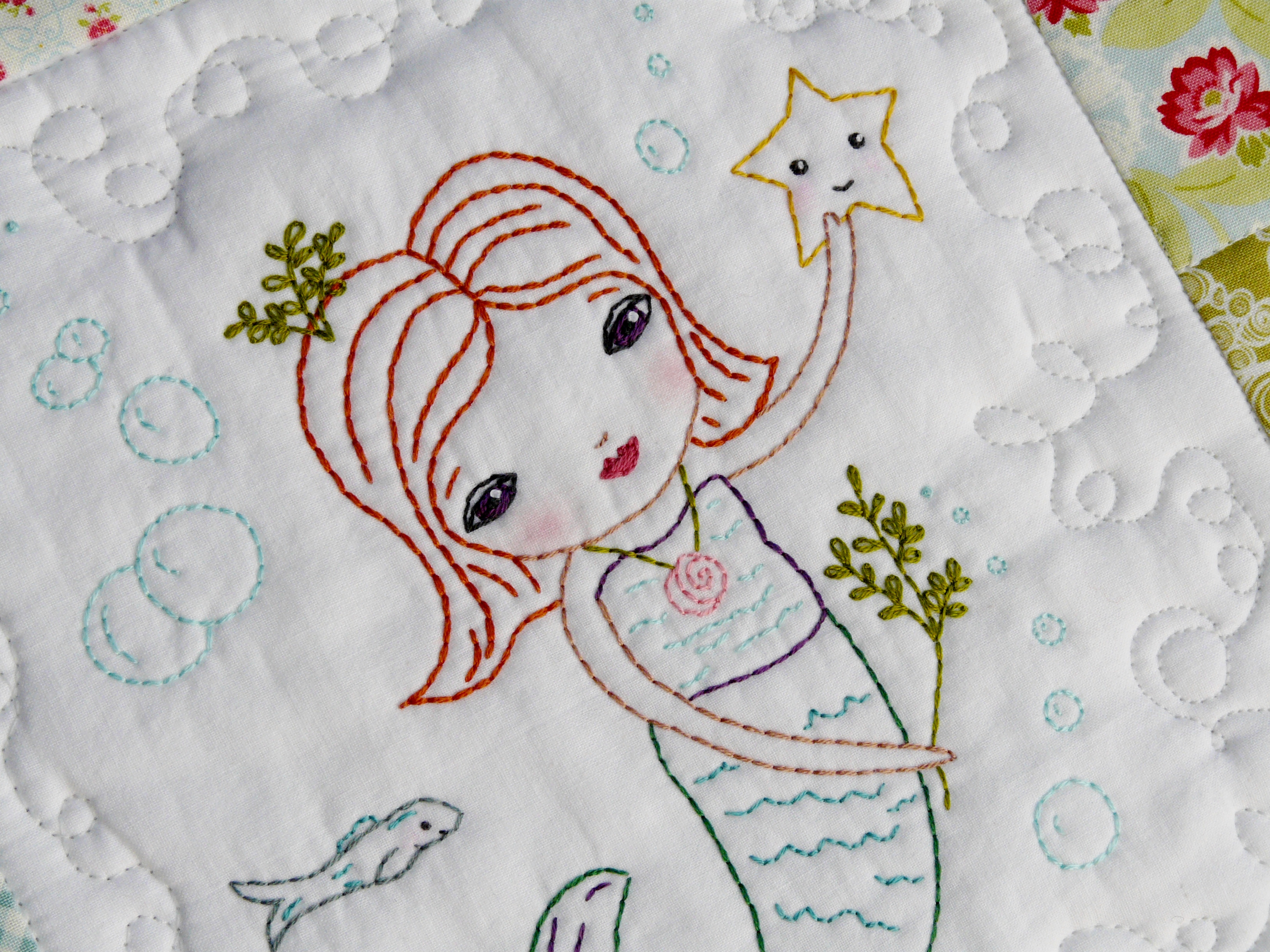 The Merry Mermaid embroidery mini quilt pattern 371 Shirley Hudson