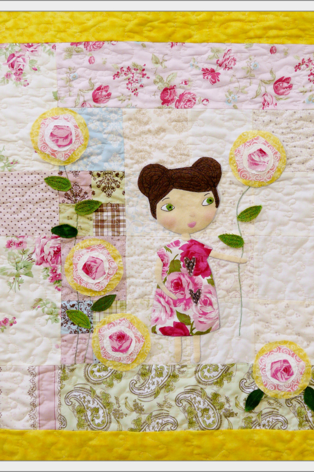 She lingers in her garden Quilt pattern rose wall hanging