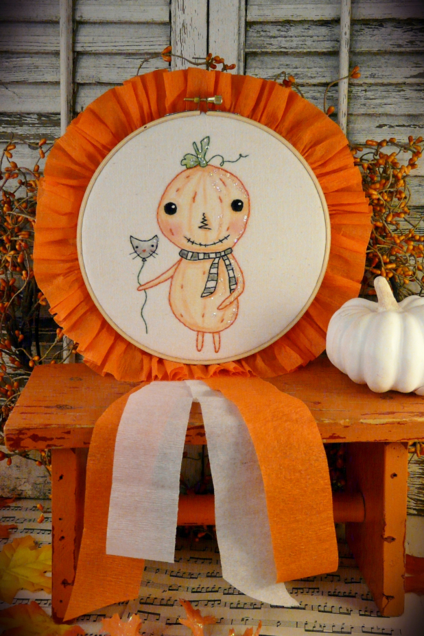 Making Merry ...in October embroidery pattern, #340 Making Merry ...in October embroidery stitchery pumpkin man pattern, #340