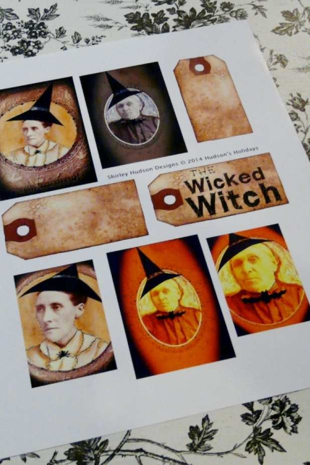 Wicked Witch hat, wall hanger pattern- #333 Wicked Witch hat, wall hanger pattern- #333 collage sheet prim primitive