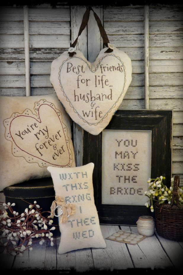 Primitive country wedding 4 project embroidery pattern #327