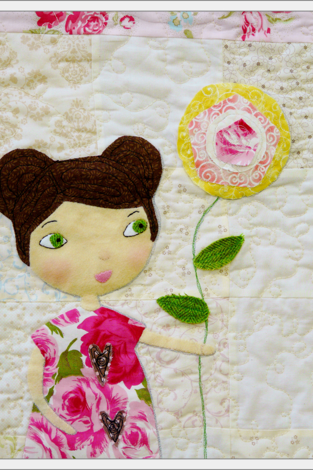She lingers in her garden Quilt pattern rose wall hanging