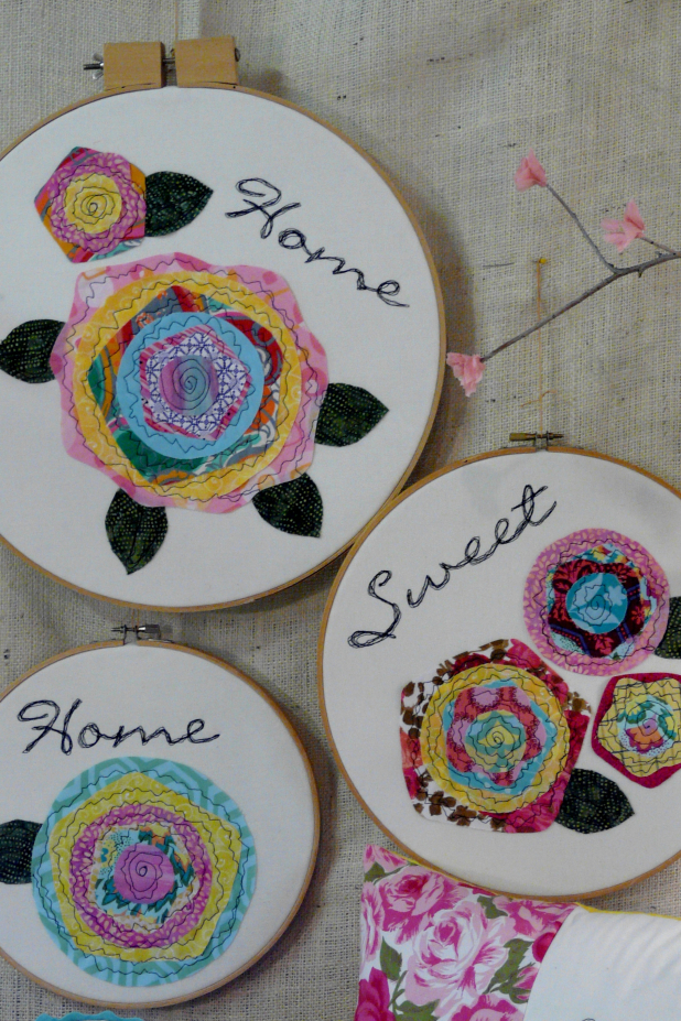 Home is the happiest place hoop art pattern