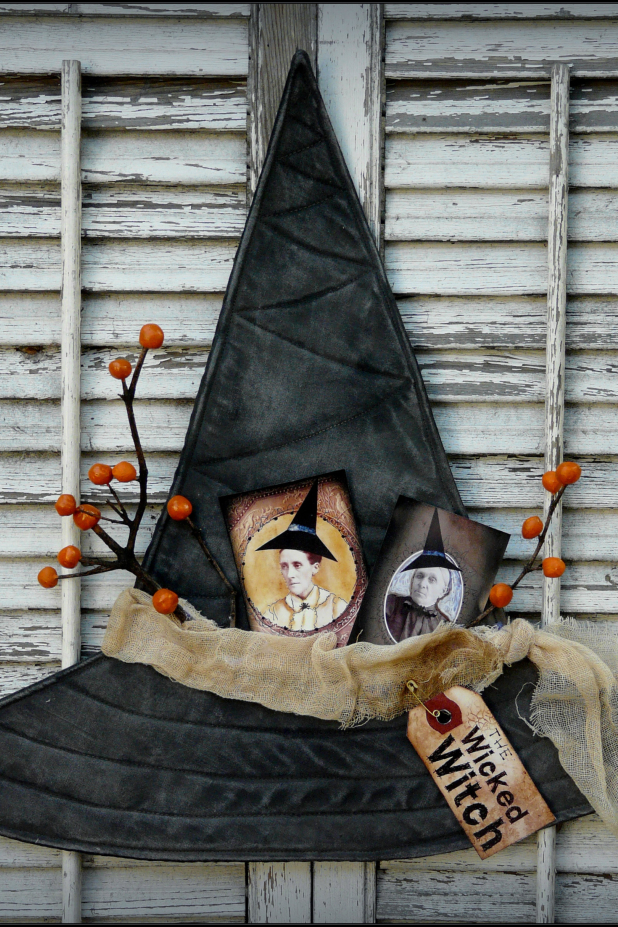 Wicked Witch hat, wall hanger pattern- #333 Wicked Witch hat, wall hanger pattern- collage sheet prim primitive