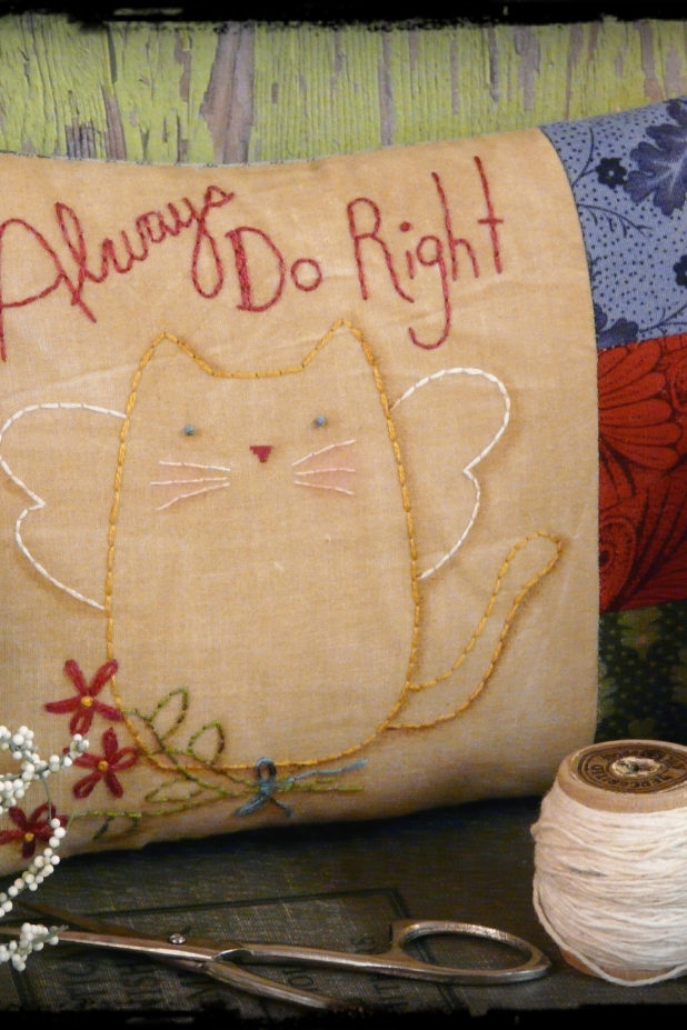 Always do right embroidery pattern - kitty angel