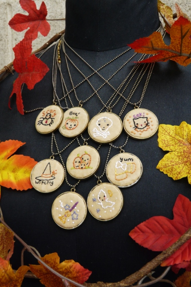 Frightfully Sweet Halloween Pendants embroidery pattern #363 witch