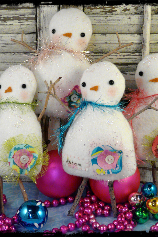 Sweet sugar plum Snowmen pattern Christmas Wool Snowman Pattern - 2013 bowl filler ornaments ornies doll