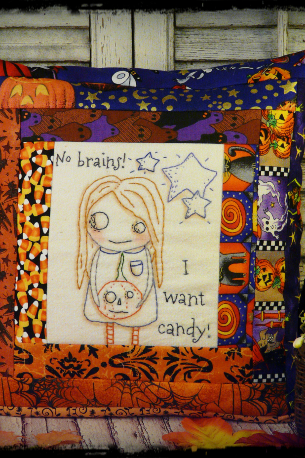 No Brains! I want candy Zombie embroidery pattern, #336
