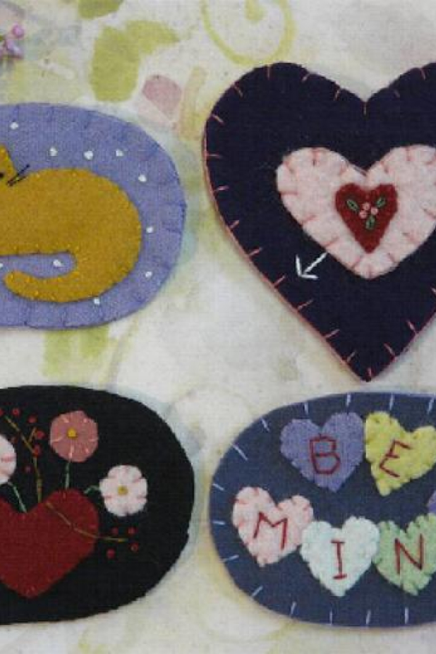 Sweet Valentine pin pattern Sweet Valentine pins pattern wool embroidery