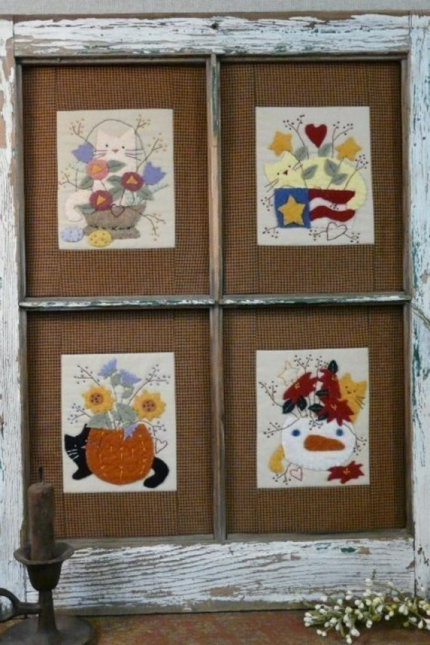 Four Seasons Cats & Flowers Pattern Four Seasons Cats & Flowers Pattern