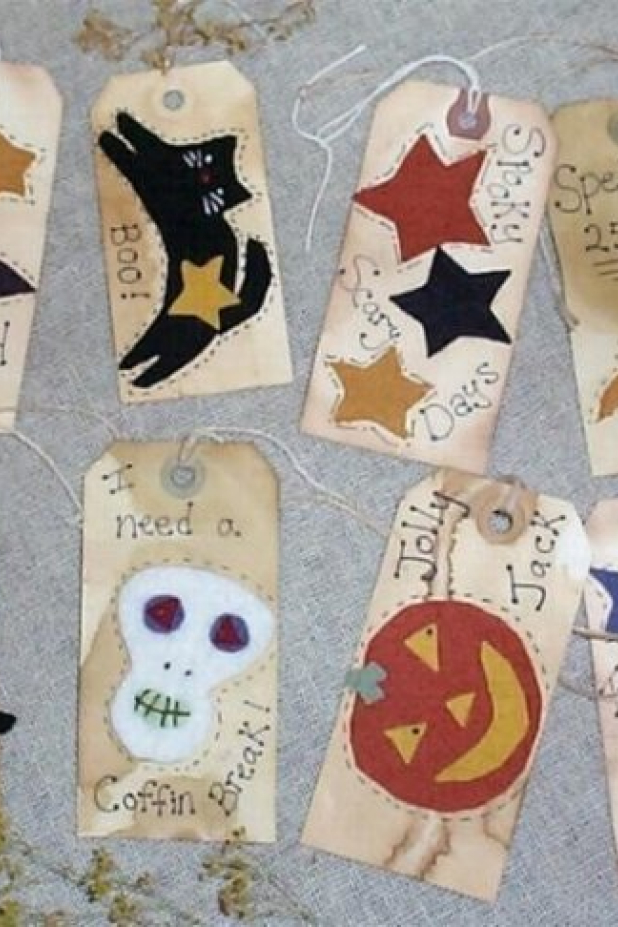 Easy Halloween wool felt Tags Pattern Easy Halloween wool felt Tags Pattern skull bat cat